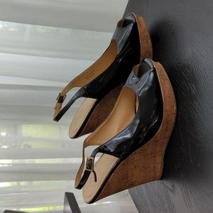 Chinese Laundry Black and Cork Wedges